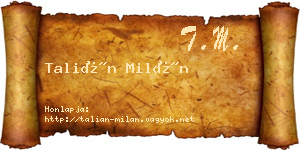 Talián Milán névjegykártya
