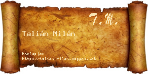 Talián Milán névjegykártya